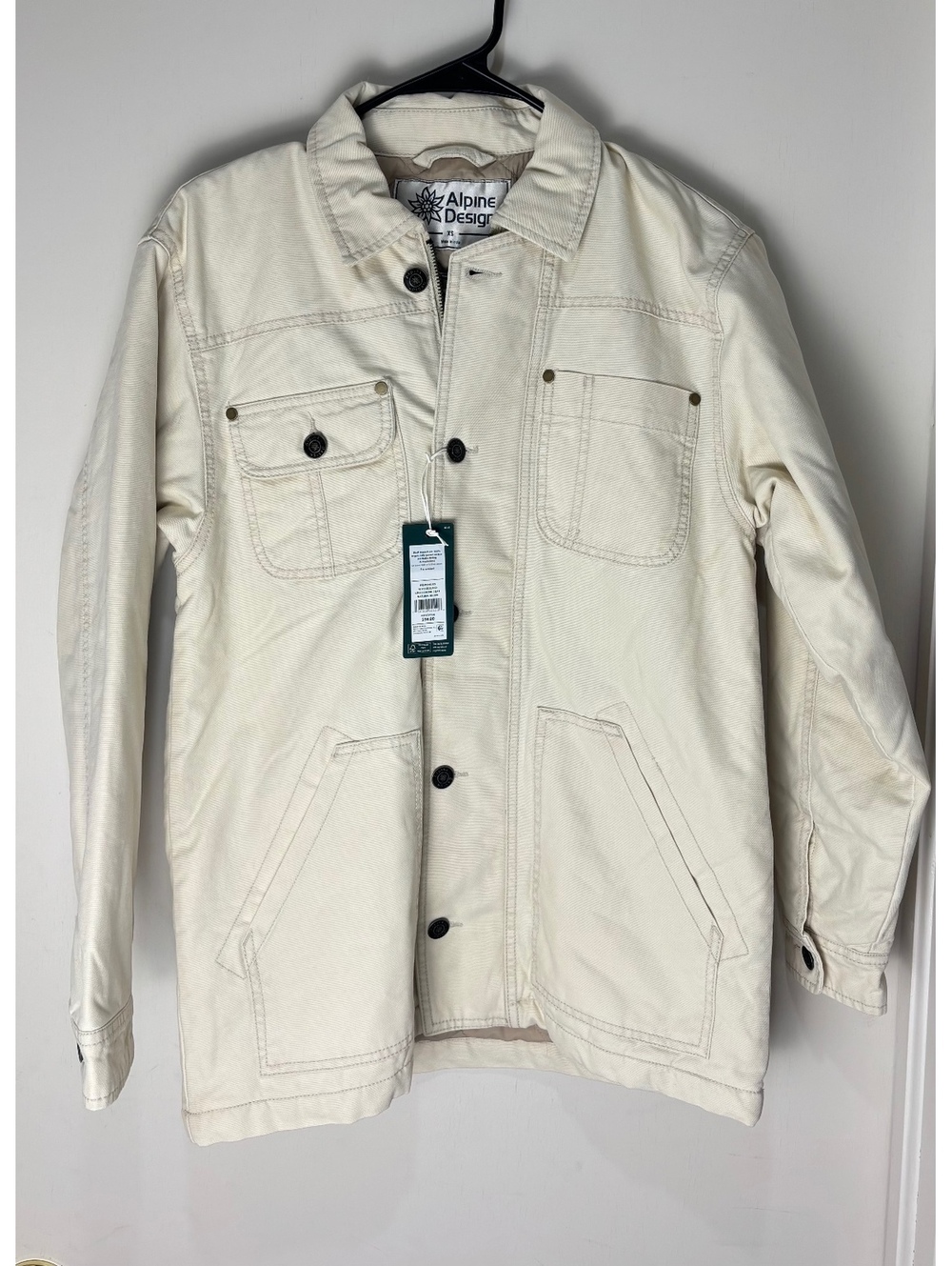 Alpine Design Womens XS Quilted Lined Chore Coat Khaki NWT Organic Cotton